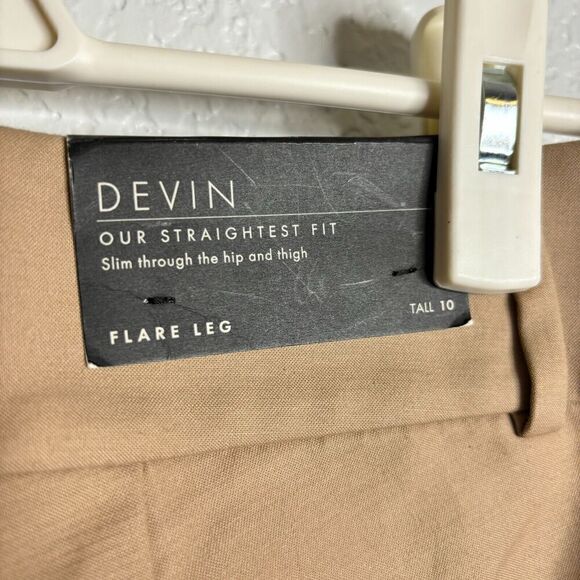 Ann Taylor Devine Flat Front Straight Slim Flare Leg Dress Khaki Pants 10T - Picture 10 of 11